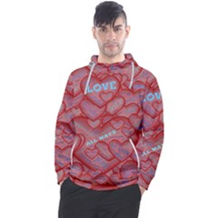 Love Hearts Valentine Red Symbol Men s Pullover Hoodie by Paksenen