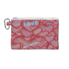 Love Hearts Valentine Red Symbol Canvas Cosmetic Bag (medium) by Paksenen