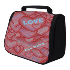Love Hearts Valentine Red Symbol Full Print Travel Pouch (small) by Paksenen
