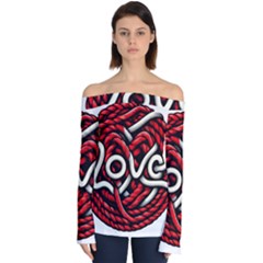 Love Rope Cartoon Off Shoulder Long Sleeve Top