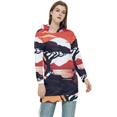 Tree Lake Bird Women s Long Oversized Pullover Hoodie