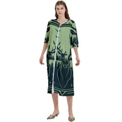 Deer Forest Nature Women s Cotton 3/4 Sleeve Night Gown by Bedest