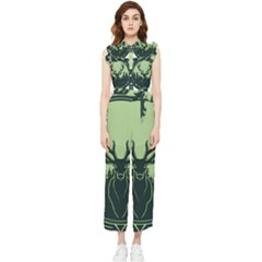 Deer Forest Nature Women s Frill Top Chiffon Jumpsuit by Bedest