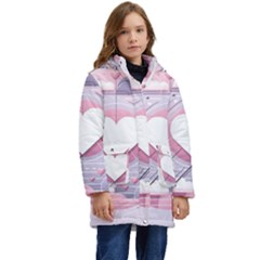 Heart Love Minimalist Design Kids  Hooded Longline Puffer Jacket