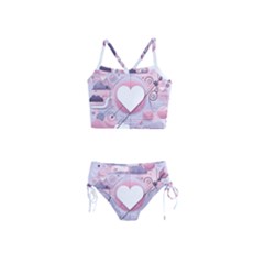 Heart Love Minimalist Design Girls  Tankini Swimsuit