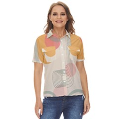 Lines Boho Poster Contemporary Women s Short Sleeve Double Pocket Shirt