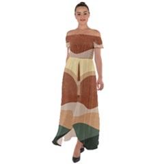 Sunrise Sunset Desert Wall Art Off Shoulder Open Front Chiffon Dress by Bedest