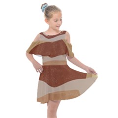 Sunrise Sunset Desert Wall Art Kids  Shoulder Cutout Chiffon Dress