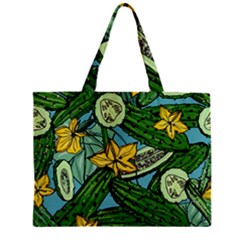 Seamless Pattern With Cucumber Slice Flower Colorful Hand Drawn Background With Vegetables Wallpaper Zipper Mini Tote Bag