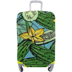 Seamless Pattern With Cucumber Slice Flower Colorful Hand Drawn Background With Vegetables Wallpaper Luggage Cover (large)