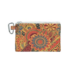 Bright Seamless Pattern With Paisley Mehndi Elements Hand Drawn Wallpaper With Floral Traditional In Canvas Cosmetic Bag (small) by Ket1n9