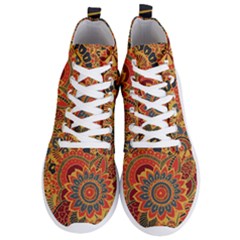 Bright Seamless Pattern With Paisley Mehndi Elements Hand Drawn Wallpaper With Floral Traditional In Men s Lightweight High Top Sneakers