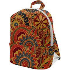 Bright Seamless Pattern With Paisley Mehndi Elements Hand Drawn Wallpaper With Floral Traditional In Zip Up Backpack by Ket1n9