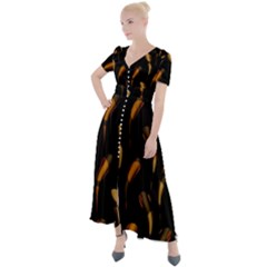 Abstract Art Pattern Warm Colors Button Up Short Sleeve Maxi Dress