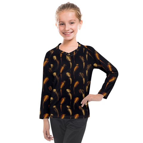 Abstract Art Pattern Warm Colors Kids  Long Mesh T-shirt by Ndabl3x