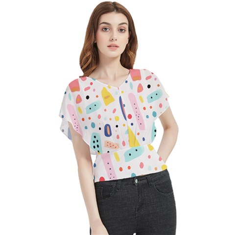 Abstract Seamless Colorful Pattern Butterfly Chiffon Blouse by Ndabl3x