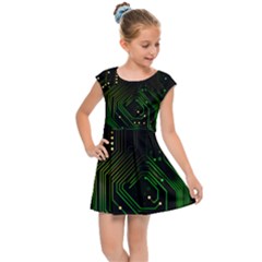 Circuits Circuit Board Green Technology Kids  Cap Sleeve Dress
