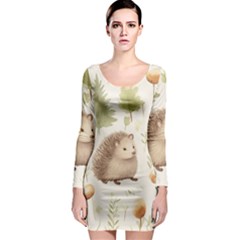 Hedgehog Mushroom Long Sleeve Bodycon Dress by Ndabl3x