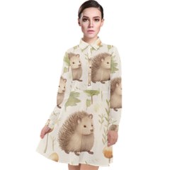 Hedgehog Mushroom Long Sleeve Chiffon Shirt Dress by Ndabl3x