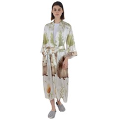 Hedgehog Mushroom Maxi Satin Kimono by Ndabl3x