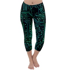 Circuits Circuit Board Green Capri Winter Leggings  by Ndabl3x