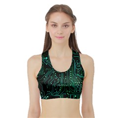 Circuits Circuit Board Green Sports Bra With Border by Ndabl3x