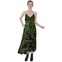 Circuits Circuit Board Yelow Tie Back Maxi Dress