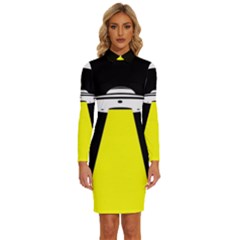 Ufo Flying Saucer Extraterrestrial Long Sleeve Shirt Collar Bodycon Dress