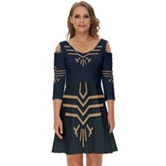 Eagle Bird Shoulder Cut Out Zip Up Dress