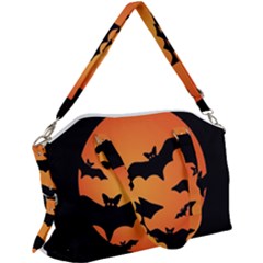 Halloween Bats Moon Full Moon Canvas Crossbody Bag by Cendanart