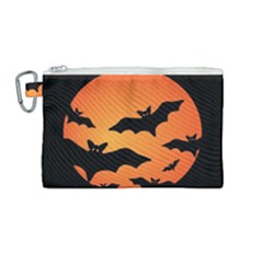 Halloween Bats Moon Full Moon Canvas Cosmetic Bag (medium) by Cendanart