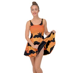 Halloween Bats Moon Full Moon Inside Out Casual Dress by Cendanart