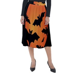 Halloween Bats Moon Full Moon Classic Velour Midi Skirt  by Cendanart