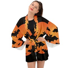 Halloween Bats Moon Full Moon Long Sleeve Kimono by Cendanart