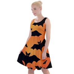 Halloween Bats Moon Full Moon Knee Length Skater Dress