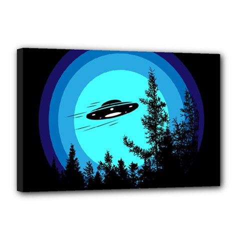 Ufo Alien Night Sky Night Canvas 18  X 12  (stretched)