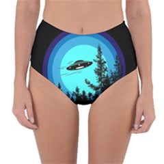 Ufo Alien Night Sky Night Reversible High-waist Bikini Bottoms by Cendanart