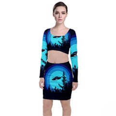 Ufo Alien Night Sky Night Top And Skirt Sets by Cendanart