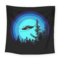 Ufo Alien Night Sky Night Square Tapestry (large) by Cendanart
