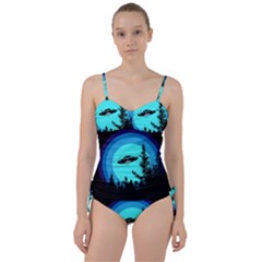 Ufo Alien Night Sky Night Sweetheart Tankini Set by Cendanart