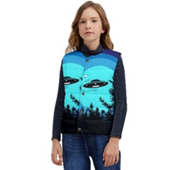 Ufo Alien Night Sky Night Kid s Button Up Puffer Vest	 by Cendanart