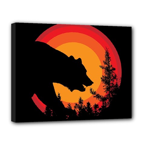 Forest Bear Silhouette Sunset Canvas 14  X 11  (stretched)