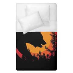 Forest Bear Silhouette Sunset Duvet Cover (single Size) by Cendanart