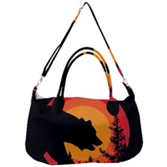 Forest Bear Silhouette Sunset Removable Strap Handbag