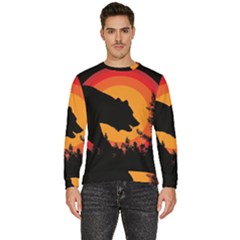 Forest Bear Silhouette Sunset Men s Fleece Sweatshirt