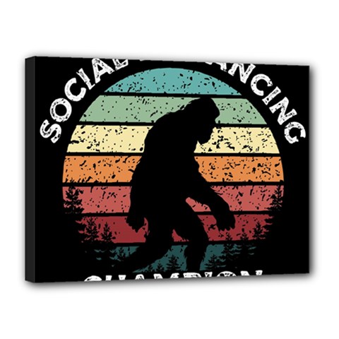 Monster Yeti Social Distance Monkey Canvas 16  X 12  (stretched) by Cendanart