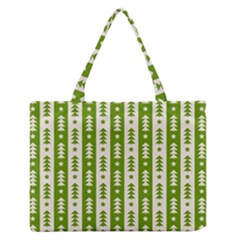 Christmas Green Tree Background Zipper Medium Tote Bag by Cendanart