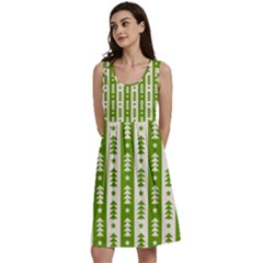 Christmas Green Tree Background Classic Skater Dress