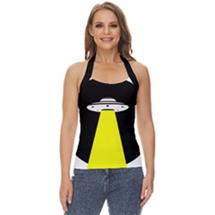 Ufo Flying Saucer Extraterrestrial Basic Halter Top by Cendanart