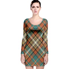 Tartan Scotland Seamless Plaid Pattern Vector Retro Background Fabric Vintage Check Color Square Geo Long Sleeve Velvet Bodycon Dress by Ket1n9